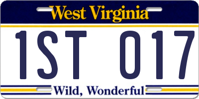 WV license plate 1ST017