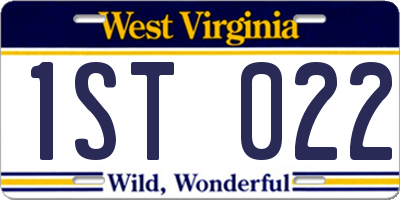WV license plate 1ST022