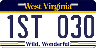 WV license plate 1ST030