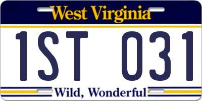 WV license plate 1ST031