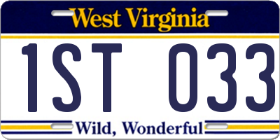WV license plate 1ST033
