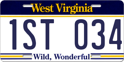 WV license plate 1ST034