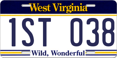 WV license plate 1ST038
