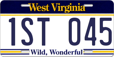 WV license plate 1ST045