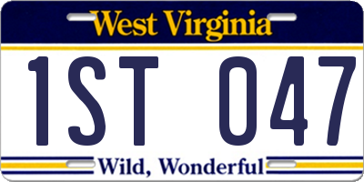 WV license plate 1ST047