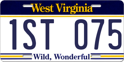 WV license plate 1ST075