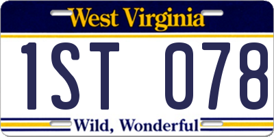 WV license plate 1ST078