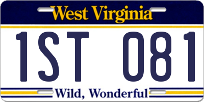 WV license plate 1ST081