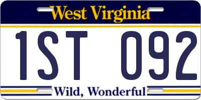 WV license plate 1ST092