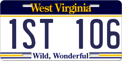 WV license plate 1ST106