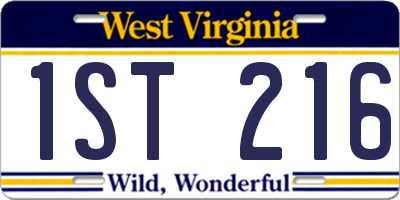 WV license plate 1ST216