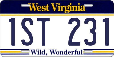 WV license plate 1ST231