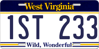 WV license plate 1ST233