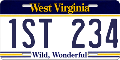 WV license plate 1ST234