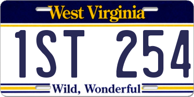 WV license plate 1ST254