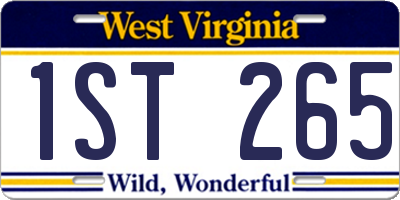 WV license plate 1ST265