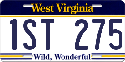 WV license plate 1ST275
