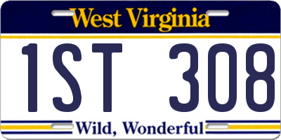 WV license plate 1ST308
