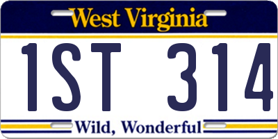 WV license plate 1ST314