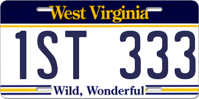 WV license plate 1ST333