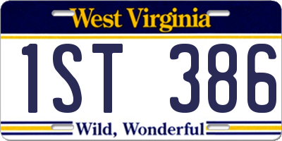 WV license plate 1ST386