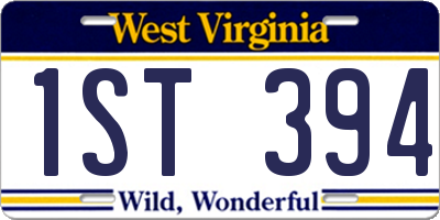 WV license plate 1ST394