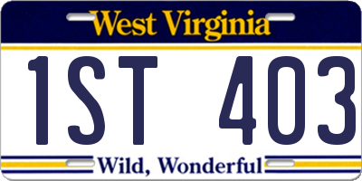 WV license plate 1ST403