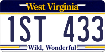 WV license plate 1ST433