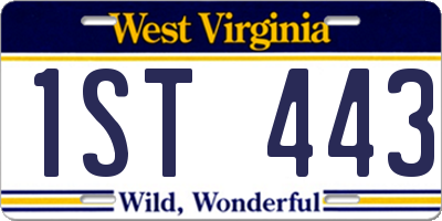 WV license plate 1ST443