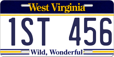WV license plate 1ST456
