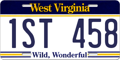 WV license plate 1ST458