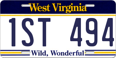 WV license plate 1ST494