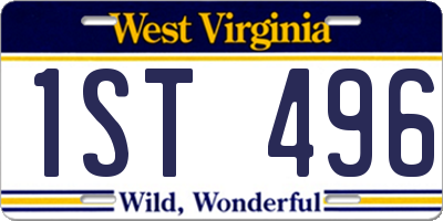 WV license plate 1ST496