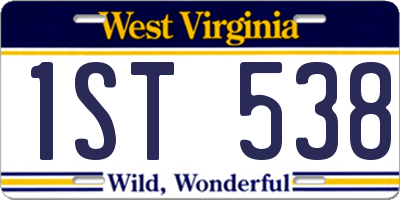 WV license plate 1ST538