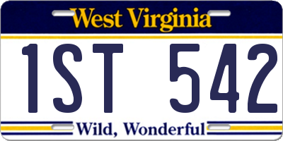 WV license plate 1ST542