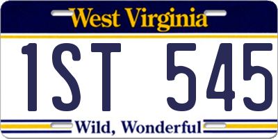 WV license plate 1ST545