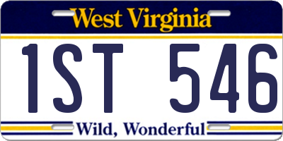 WV license plate 1ST546