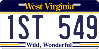 WV license plate 1ST549