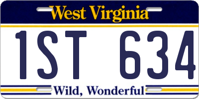 WV license plate 1ST634