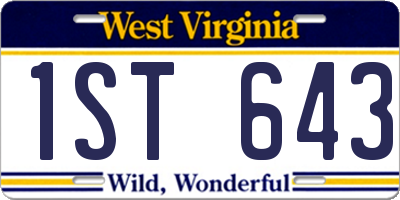 WV license plate 1ST643