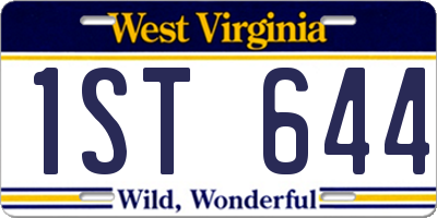 WV license plate 1ST644