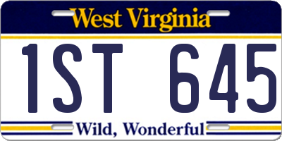 WV license plate 1ST645