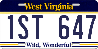 WV license plate 1ST647