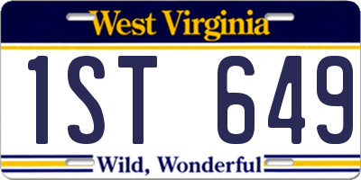 WV license plate 1ST649