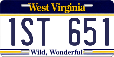 WV license plate 1ST651