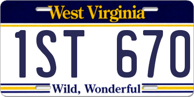 WV license plate 1ST670