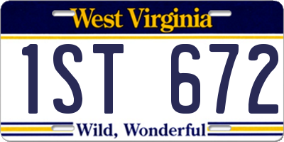 WV license plate 1ST672