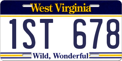 WV license plate 1ST678