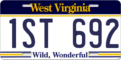 WV license plate 1ST692