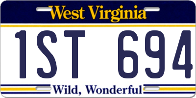 WV license plate 1ST694